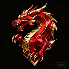 JDG战队标志，红色巨龙图腾配金色镶边，象征力量与荣耀